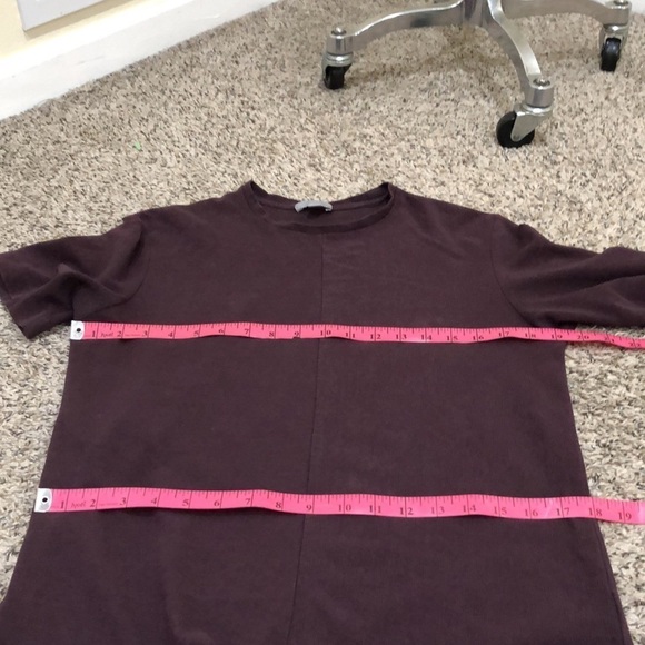 COS T-Shirt Top Size Small Eggplant Dark Purple Ribbed Cotton Short Sleeve - Picture 8 of 11